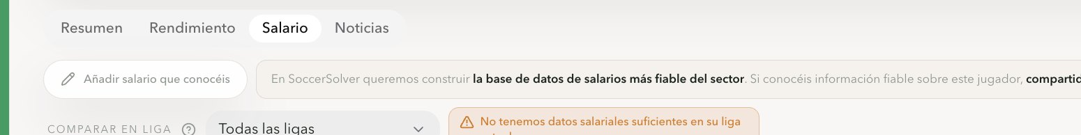 Pestaña Salario con el botón Añadir salario que conozcas y el selector Comparar en liga